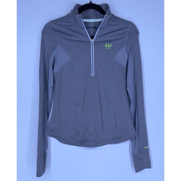 Abercrombie And Fitch Active Wear Gym Zip Up Long Sleeve Grey Womens Size Medium - Picture 1 of 7